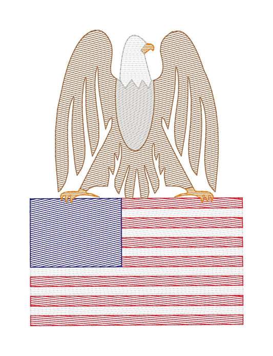 Eagle On Flag Quick Stitch Embroidery