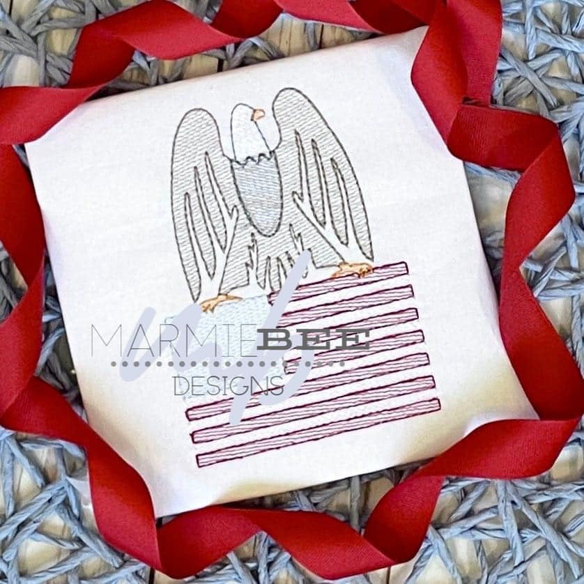 Eagle On Flag Quick Stitch Embroidery