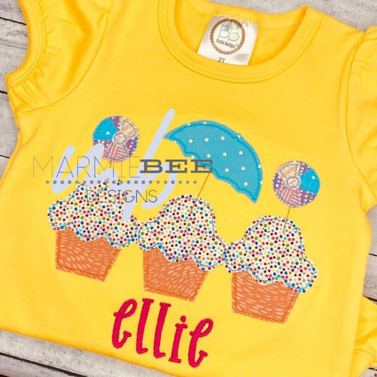Pool Party Cupcake Applique