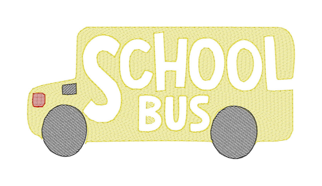 School Bus Labeled Quick Stitch Embroidery