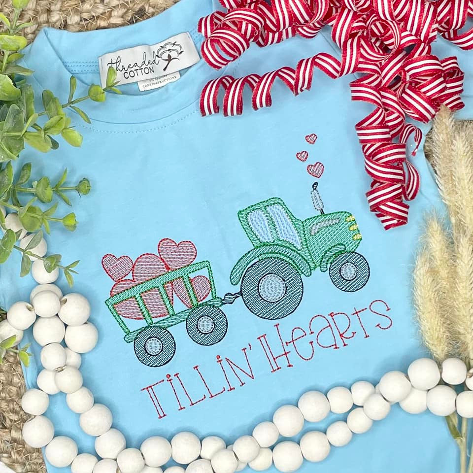 Heart Tractor Sketch {Includes MINI design} ***Font NOT Included***