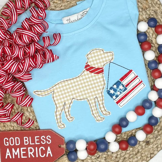 Simple Dog with Flag Applique
