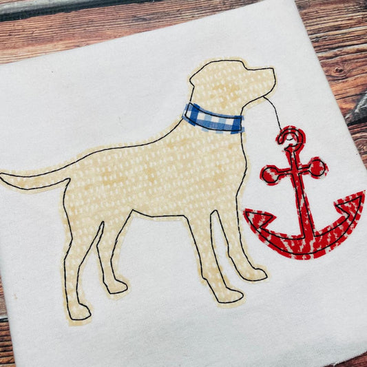 Simple Dog With Anchor Applique