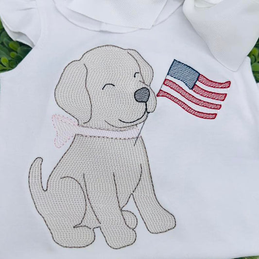 Classic Pup Girl with Flag Sketch