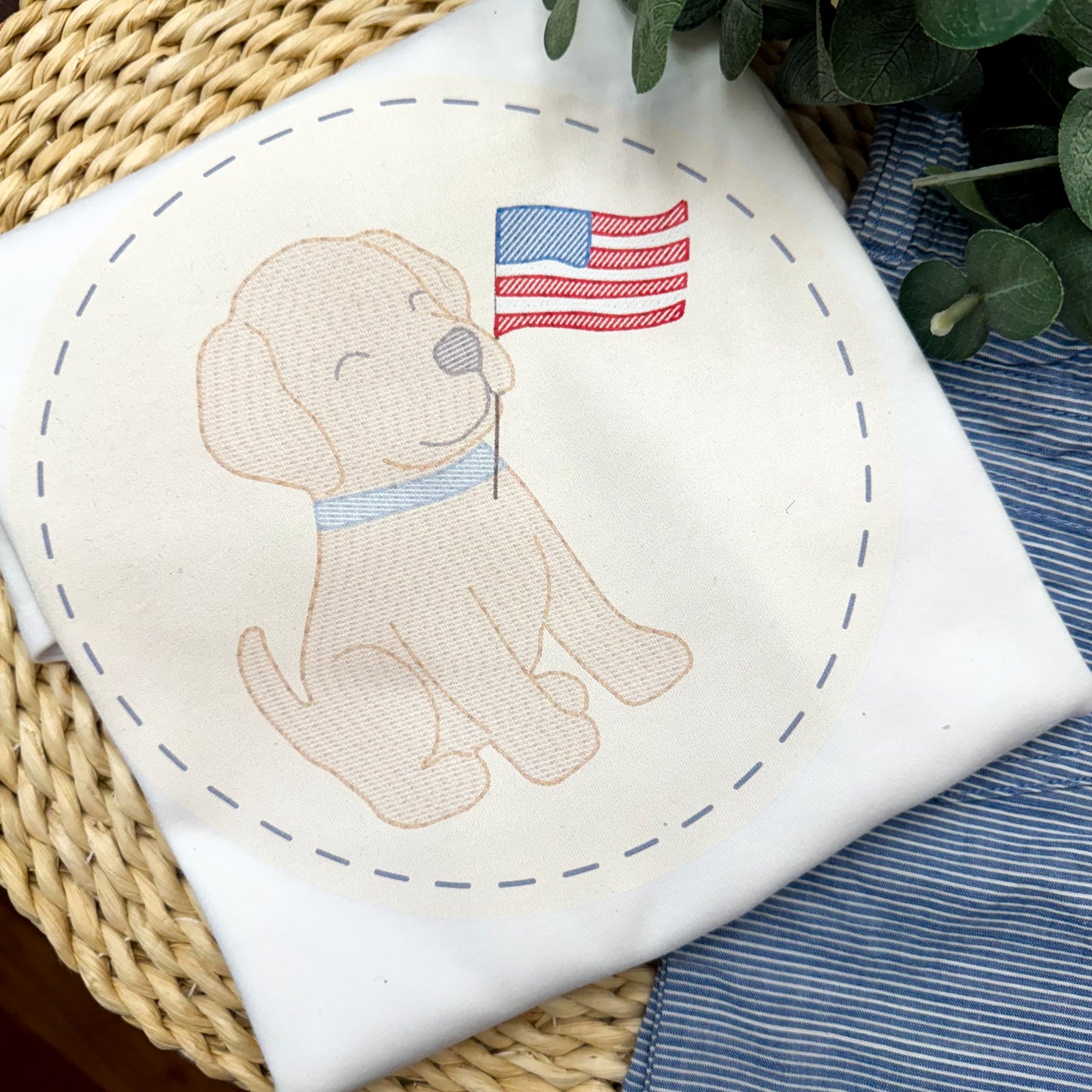 Faux Stitched Patriotic Pup PNG Clipart