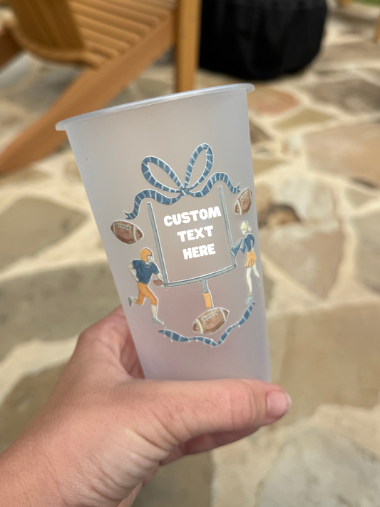 Football Themed Custom Frosted Cups 16oz