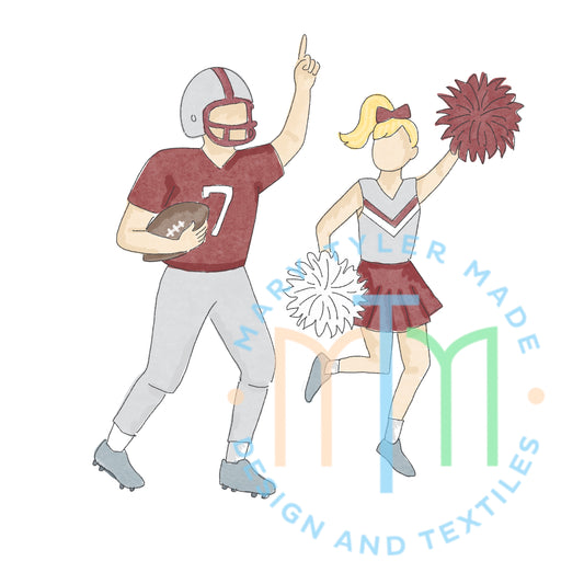 Football + Cheer Maroon and White - Instant Download