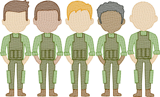 Army Men (Build Your Own Family) Quick Stitch Embroidery