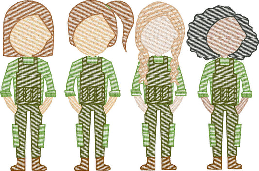 Army Women (Build Your Own Family) Quick Stitch Embroidery
