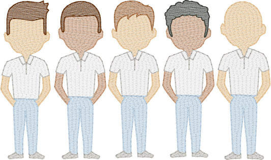 Dads in Polos (Build Your Own Family) Quick Stitch Embroidery