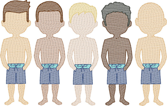 Dads in Swimtrunks (Build Your Own Family) Quick Stitch Embroidery