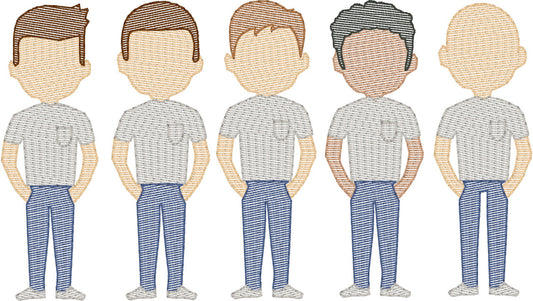 Dads in T-shirts (Build Your Own Family) Quick Stitch Embroidery