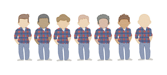 Dads in Plaid Shirts (Build Your Own Family) Quick Stitch Embroidery