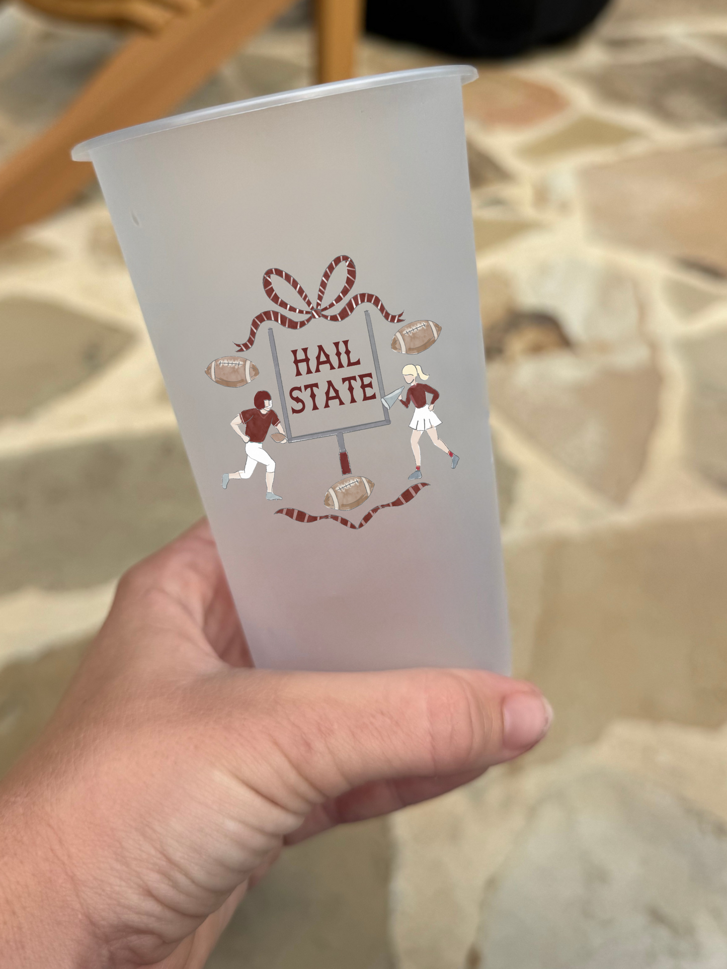 Football Themed Custom Frosted Cups 16oz