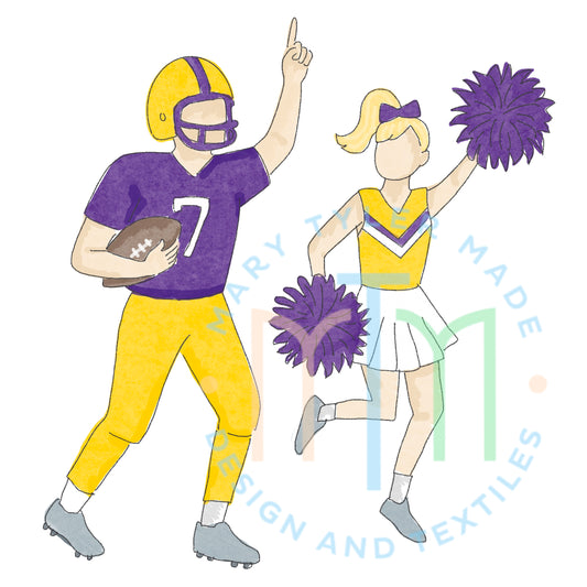 Football + Cheer Purple and Gold  - Instant Download