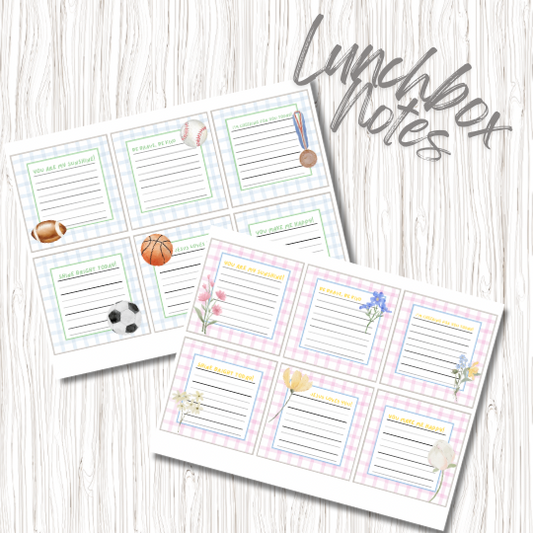 Generic Boy and Girl Lunchbox Notes (Digital Download)
