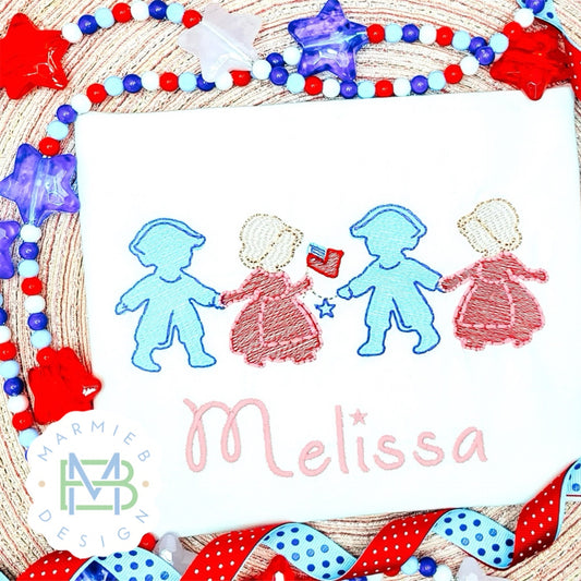 Patriotic Paper Dolls Sketch Fill