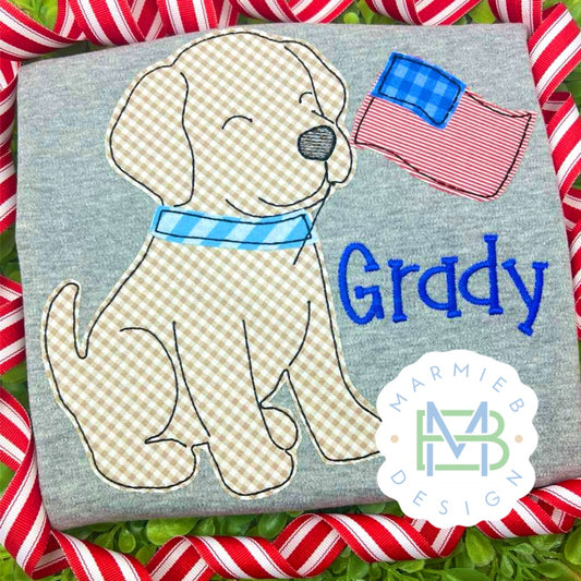 Classic Pup Boy with Flag Applique