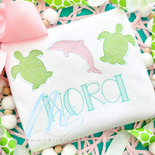 Sketchy Off Set Sea Life  Trio Quick Stitch