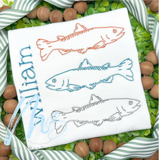 Vintage Fish Stack Trio Quick Stitch