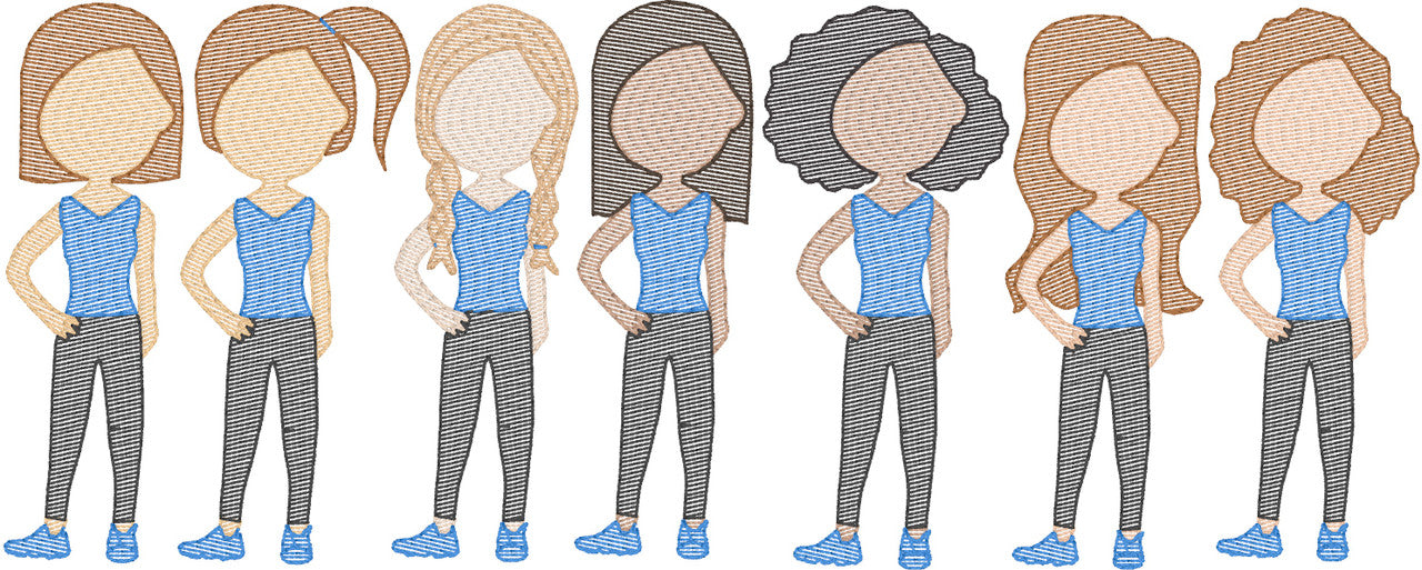 Moms in Athleisure Wear (Build Your Own Family) Quick Stitch Embroidery