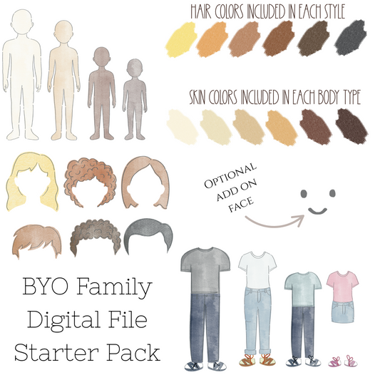 BYO Family Set Watercolor- Digital Clipart