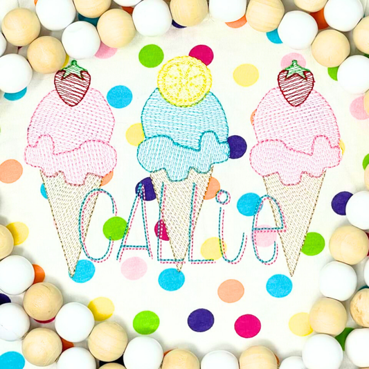 Fruity Ice Cream Quick Stitch Embroidery