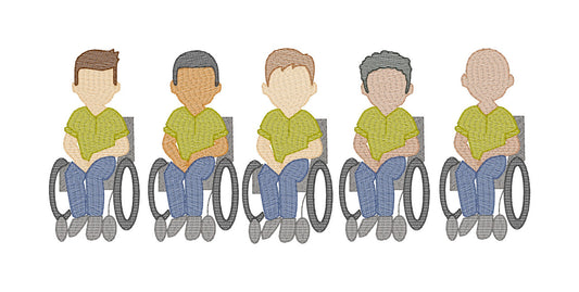 Men Using Wheelchairs (Build Your Own Family) Quick Stitch Embroidery