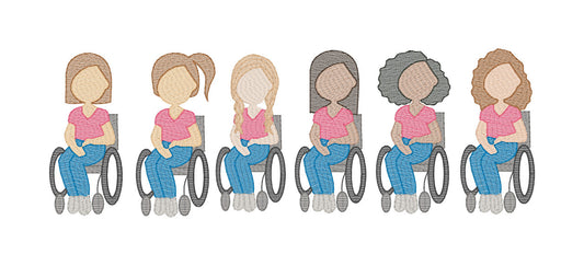 Women Using Wheelchairs (Build Your Own Family) Quick Stitch Embroidery