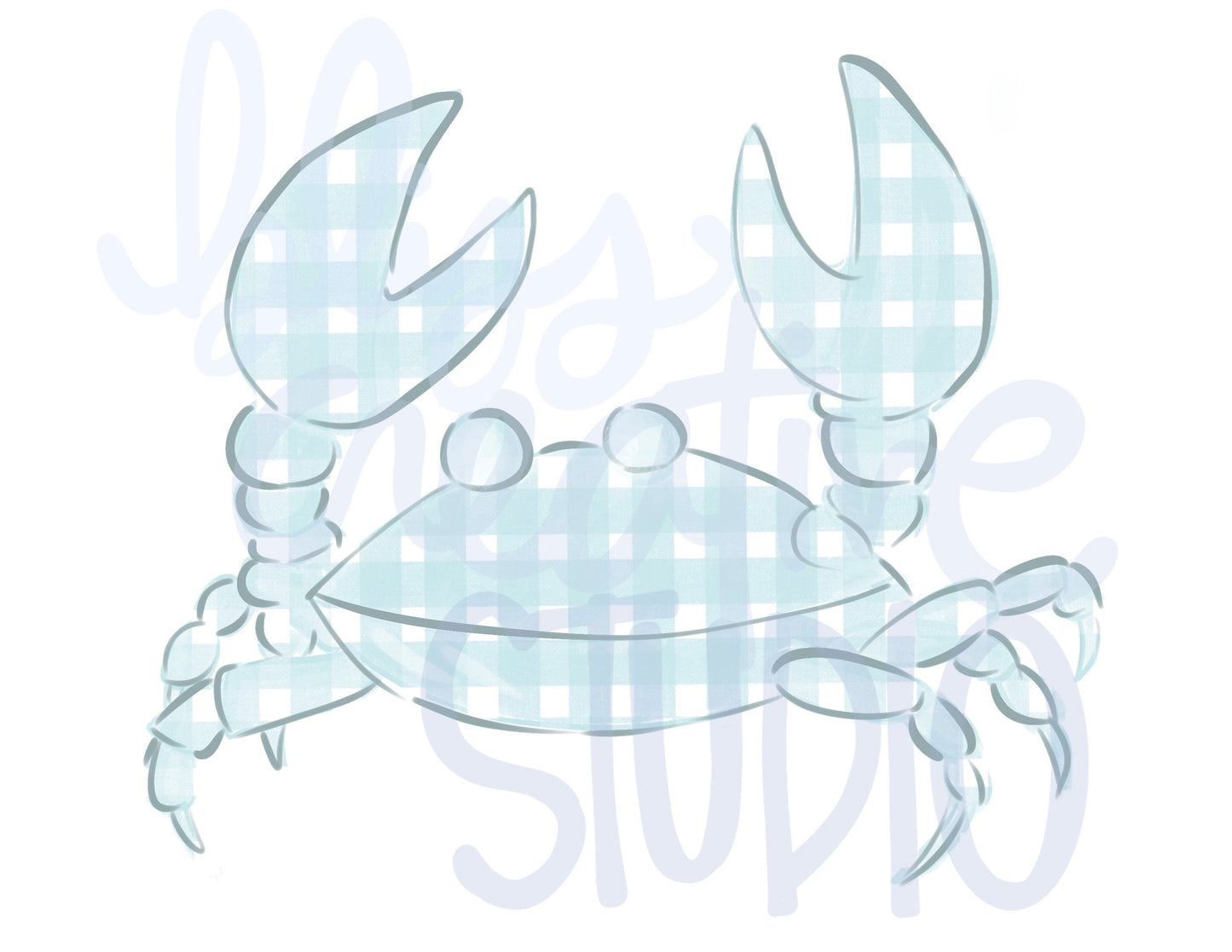Baby Blue Gingham Crab Digital Clipart- Instant Download
